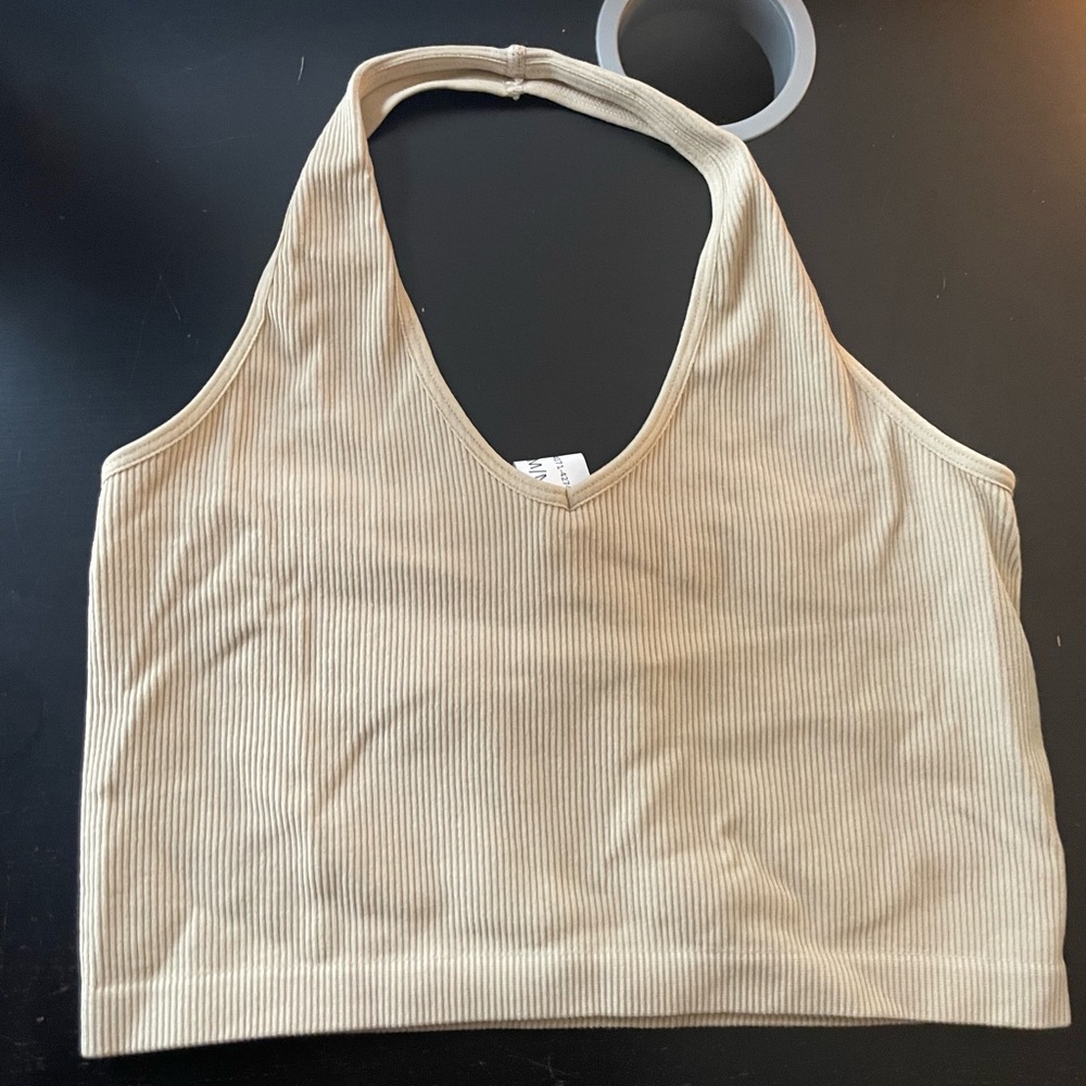 Ribbed Halter Neck Crop Top